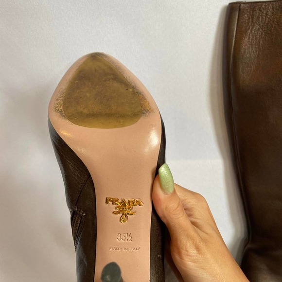 Amazing Authentic Brown Sparkly Leather Prada Boots 5 1/2 - Picture 3 of 4